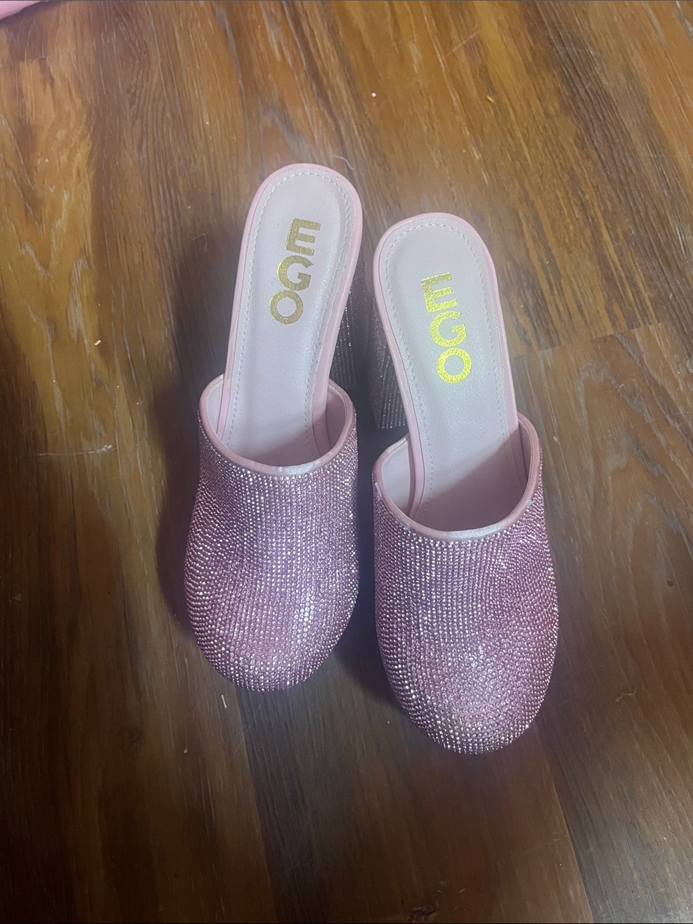 EGO Pink Crystal-Embellished Slip-On Mules